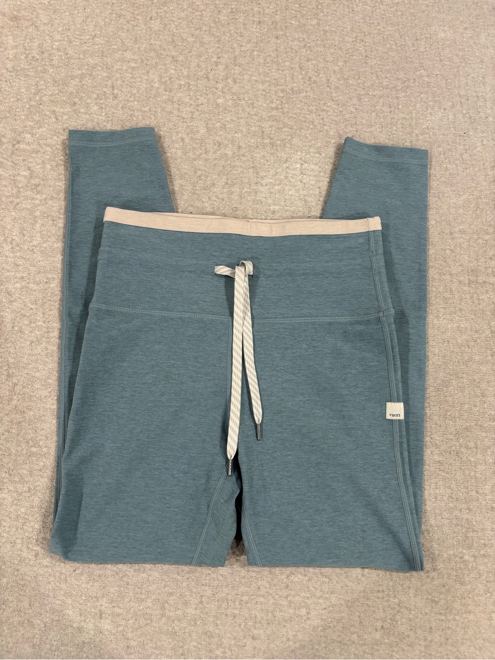 Vuori Teal Leggings with Cream Waistband